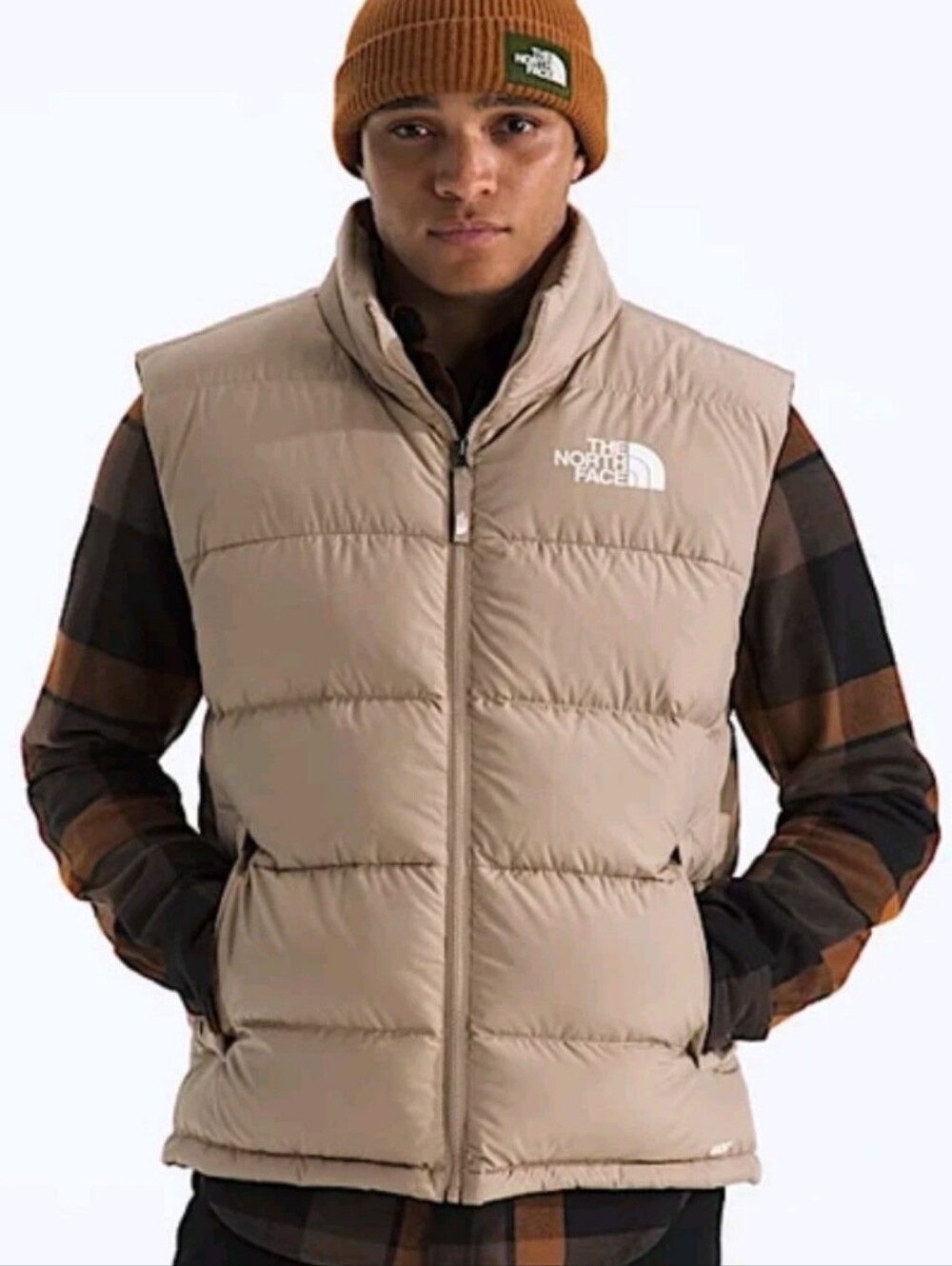 North Face Frost Fall Down Puffer Vest XL Mushroom Tan NEW